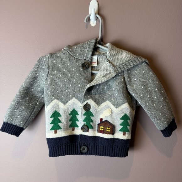 Hanna Andersson Tannenbaum Hoodie Cardigan Cotton & Wool 6-12M - Picture 2 of 13